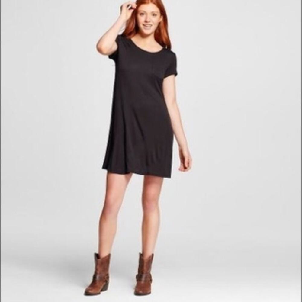 Mossimo Black Short Sleeve Crew Neck Mini T-Shirt Dress Women's Size Small